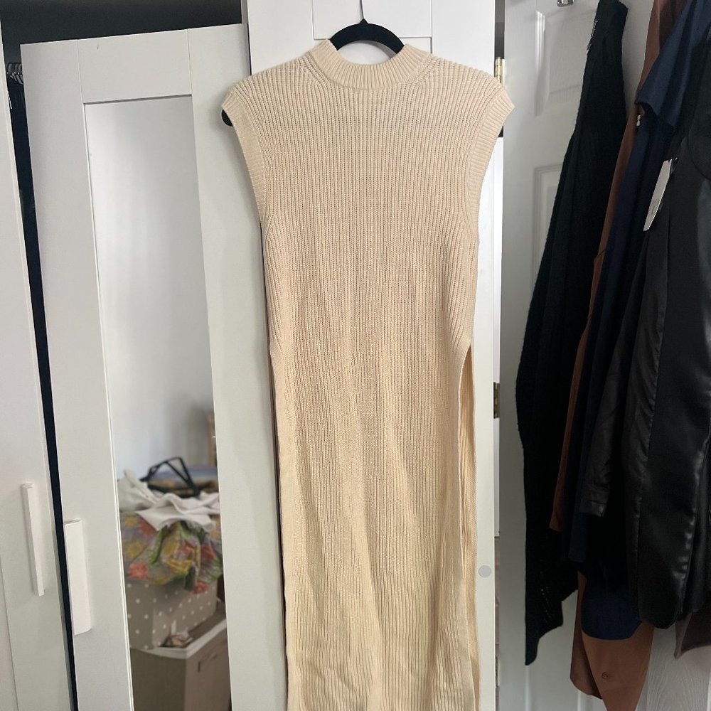 Mock Neck Maxi Rib-knit Dress